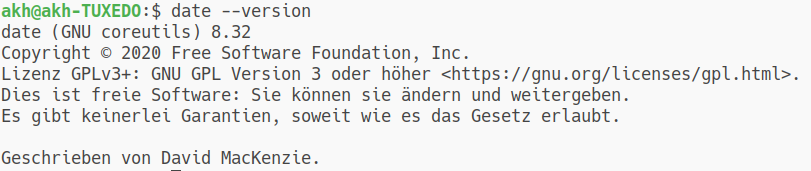 Kommando date --version
