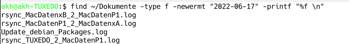 Linux cmd find file newermt