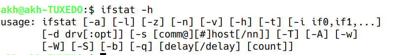 Linux cmd ifstat -h
