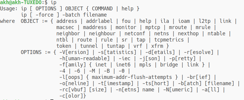 Linux cmd ip syntax