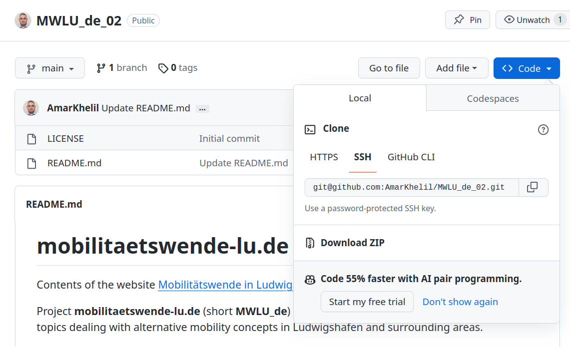 ssh address of mwlu_de_02 in github